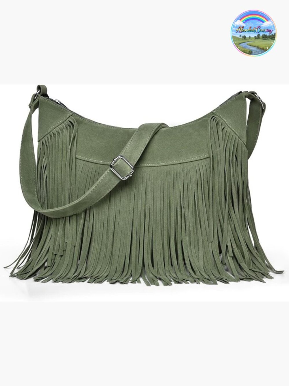 Vintage Suede Fringe Hobo Bag Crossbody Tassel Shoulder Purse - Picture 1 of 7